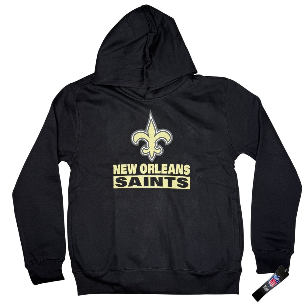 New Orleans Saints Back to Basics Pullover Hoodie Youth L 14/16 Black NFL NWT